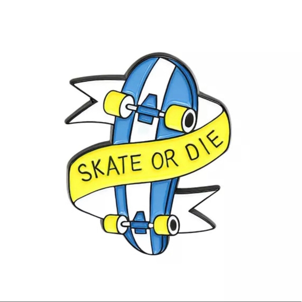 SKATE OR DIE SKATEBOARD FLAIR PIN NEW - Picture 1 of 3